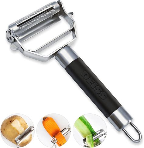 Deiss PRO Dual Julienne Peeler & Vegetable Peeler - Non-Slip Handle ...
