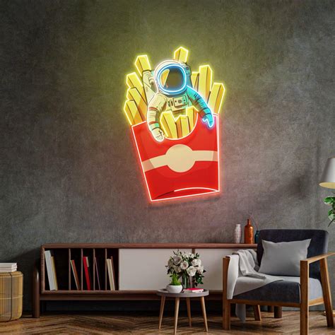 Astronaut on French Fries Led Neon Acrylic Artwork – The MB Store