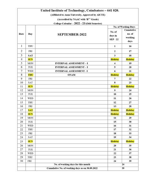 Academic Calender - United Institute of Technology