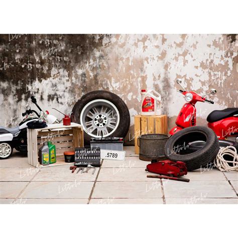 Shop Garage Theme Backdrop - Unique Baby Photoshoot Setup