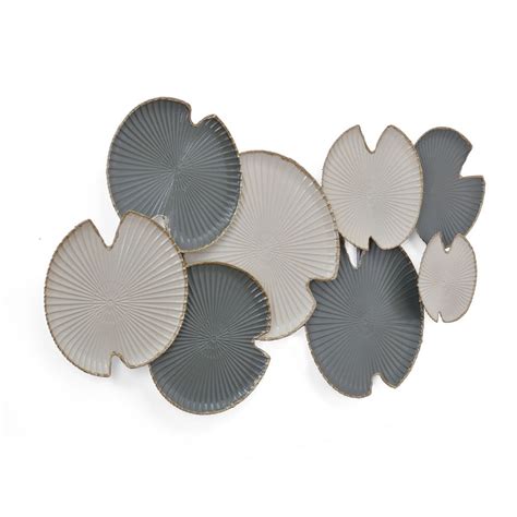 Lotus Leaves Iron Wall Decor (White & Gold) – Nilkamal Homes