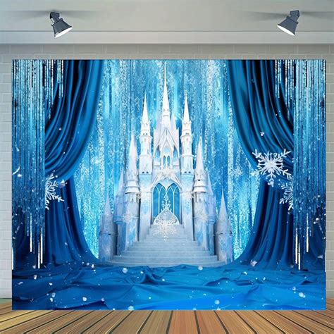 1pc Frozen Castle Photography Background, Birthday Party Photo Backdrop ...