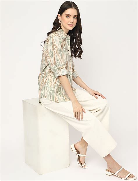 Buy Pure Linen Printed Spread Collar Shirt at Marks & Spencer