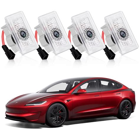 Buy 4PCS Upgraded Tesla Puddle Lights Car Door Lights Logo Projector ...