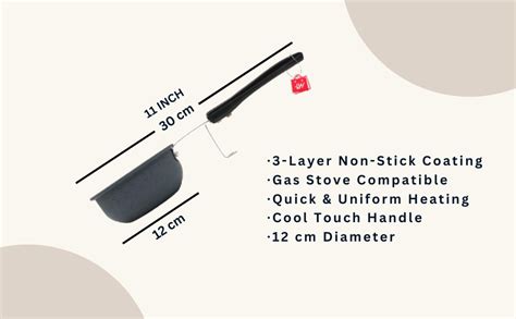 LAZYwindow Nonstick Tadka Pan | 11 cm, Grey | Durable and Compact Pan ...