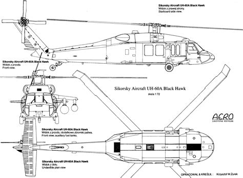 Sikorsky UH-60 Black Hawk Blueprint - Download free blueprint for 3D ...