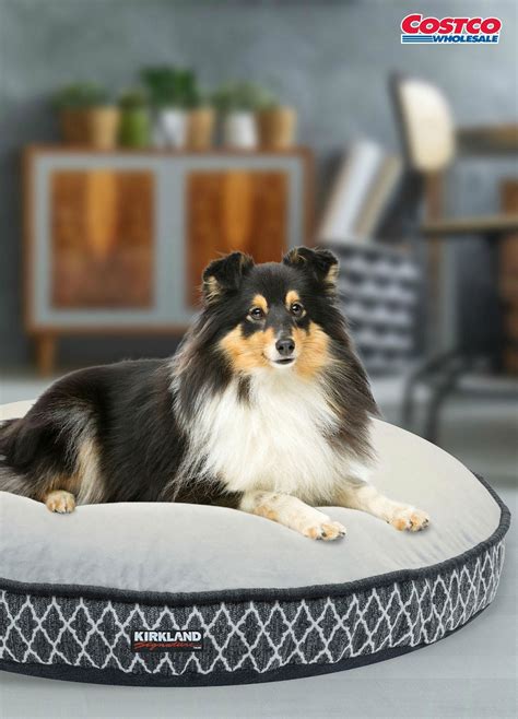 Kirkland Signature™ Luxury Pet Bed in Gray Ikat & Faux Suede