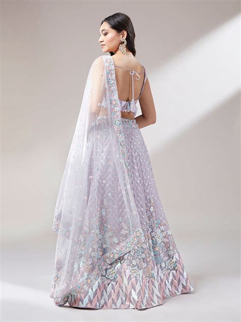 Muave Net heavy Sequinse embroidery Semi-Stitched Lehenga ch