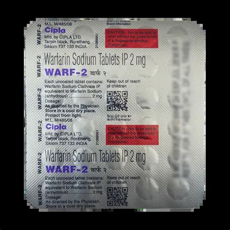 WARF 2MG TABLET 30'S Price, Uses, Side Effects & Substitutes | Medkart