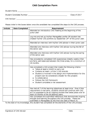 Cas Completion Form - Fill and Sign Printable Template Online