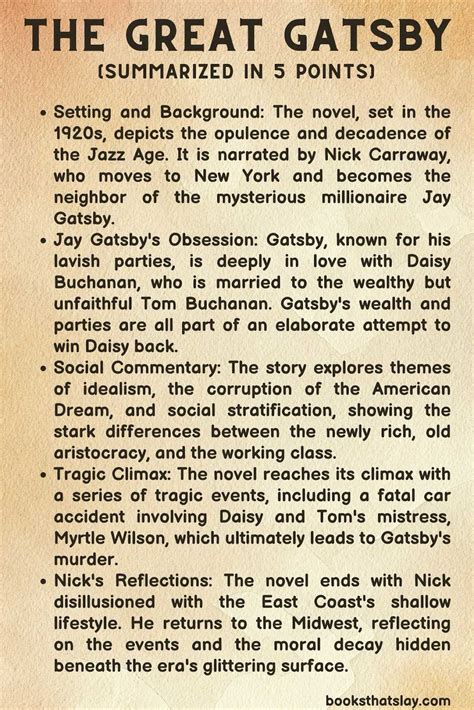 Great Gatsby Summary In One Sentence - Infoupdate.org