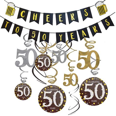 50th Birthday Decorations Kit Cheers To 50 Years Banner Swallowtail ...
