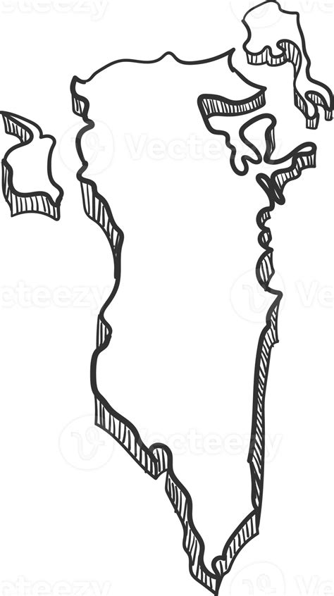 Hand Drawn of Bahrain 3D Map 12628321 PNG