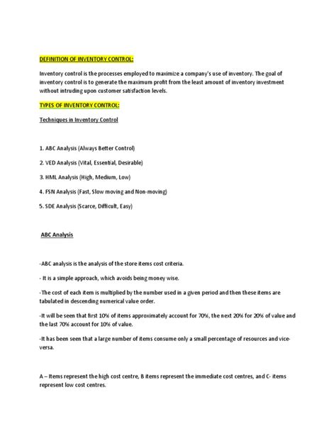 Inventory Control & Types | PDF | Inventory | Business