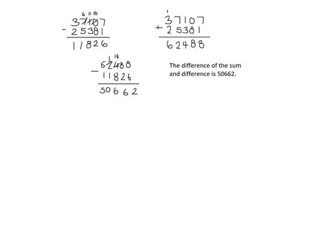By how much is the difference of 37107 and 25381 similar than their sum ...