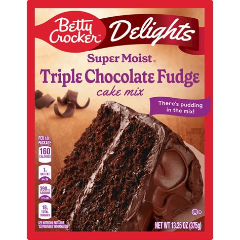 Betty Crocker Delights Super Moist Triple Chocolate Fudge Cake Mix with ...