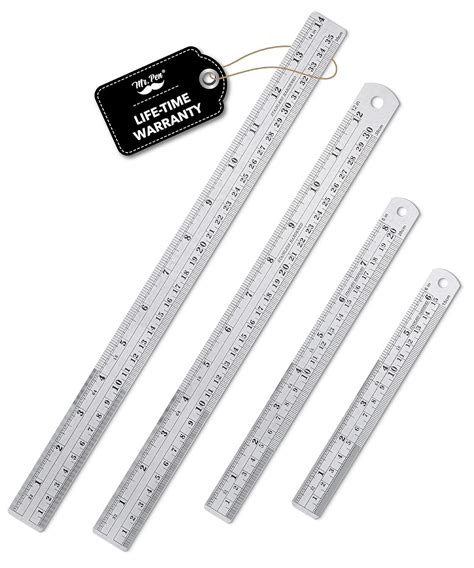 Mr. Pen- Steel Rulers, 4 Pieces (6, 8, 12, 14 inch) Metal Ruler ...
