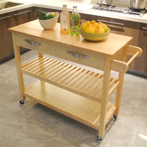 Buy Visentor Kitchen Island Cart with Lockable Wheels, 3 Tier Rolling ...