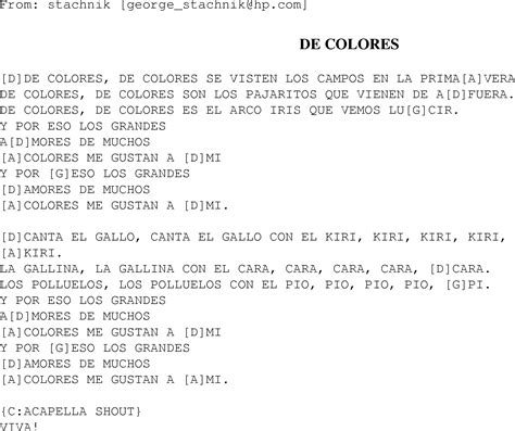 De Colores Guitar Chords