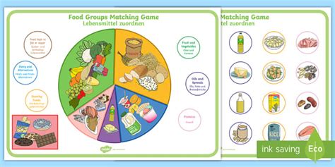 Food Groups Matching Game English/German