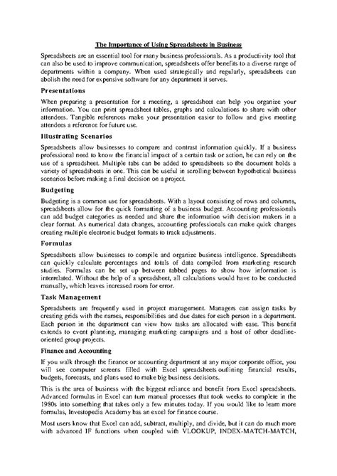 The Importance of Using Spreadsheets in Business - The Importance of ...