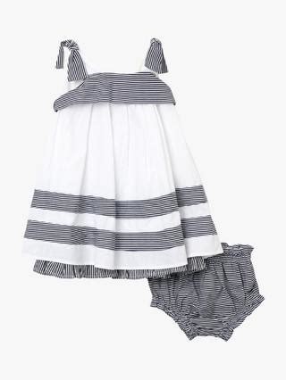Angel & Rocket Baby Stripe Panel Dress, White