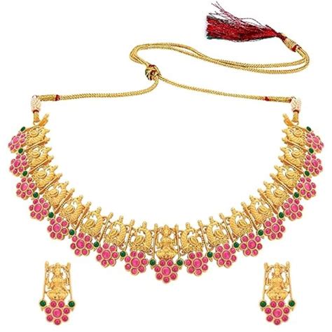 Traditional Temple Jewellery Goddess Laxmi Choker Necklace Set – BLING ...
