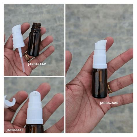 10 ML Amber Glass Bottle With Serum Pump (Type 2) – JarBazaar