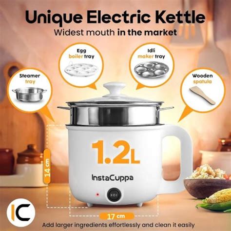 InstaCuppa 3-in-1 Multi Cook Kettle with Steamer | Non-Stick Inner Pot ...