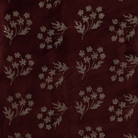 Royal Maroon Kaatha Cotton Silk With Sequence Motif Embroidery Fabric ...
