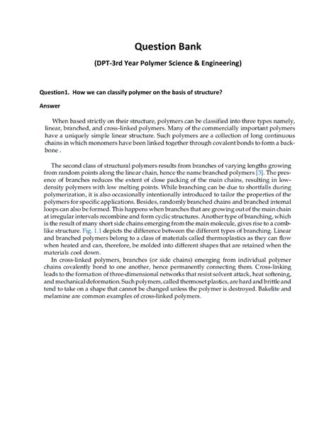 DPT Question bank Polymer Science - Question Bank (DPT-3rd Year Polymer ...