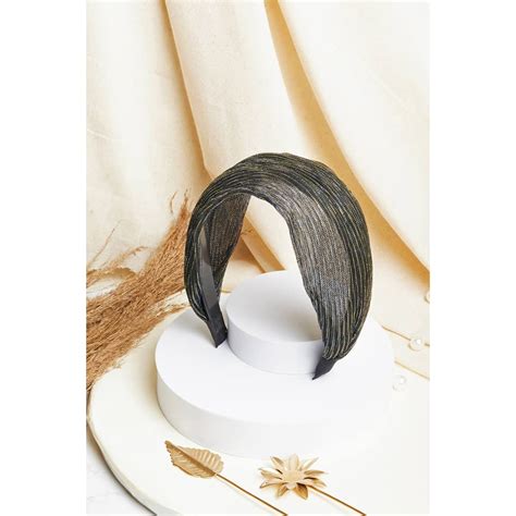 Arcelia by Shoppers Stop Broad Headband with Metallic Threads - Navy ...