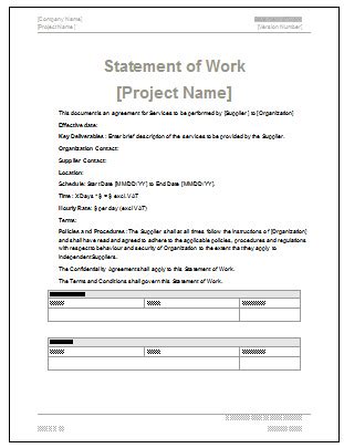 Image result for Project Management Statement of Work Example