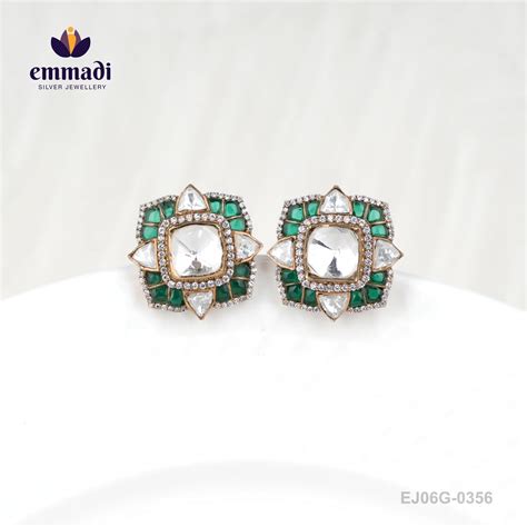 Talikha Victorian Green Studs – Emmadi Silver Jewellery