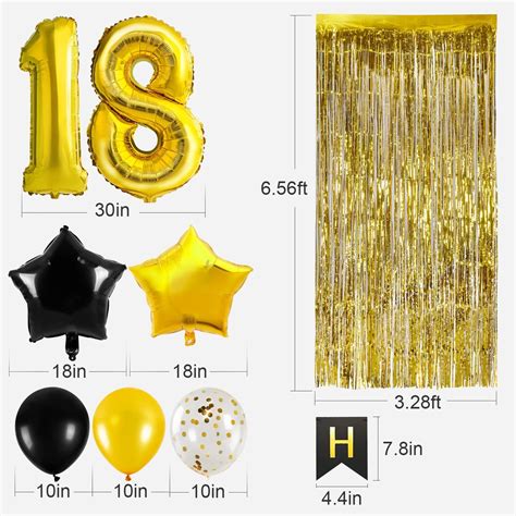 Buy 18th Gold Black Birthday Party Decorations Kit for Woman and Man,30 ...