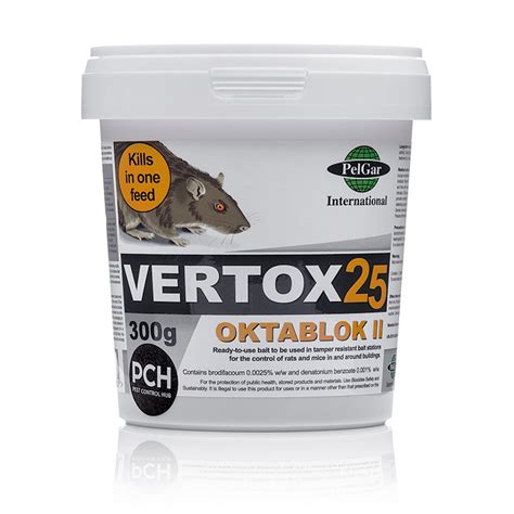 Pelgar Vertox 25 Rat Poison Blocks Brodifacoum Bait
