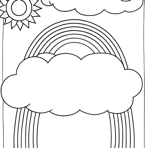 Sun Cloud Rain Rainbow Coloring Page · Creative Fabrica