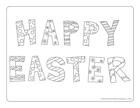 Happy Easter Coloring Page - Sunshine and Rainy Days