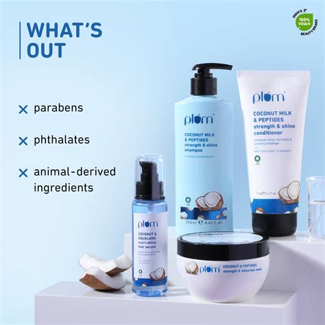 Buy Plum Coconut & Peptides Hair Strength & Shine Combo | Plum Goodness