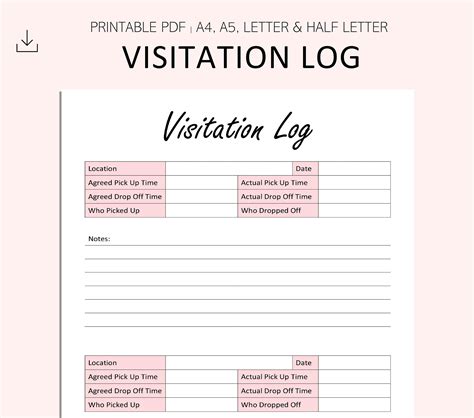Odrc Visitation Form Printable - Printable Free Templates