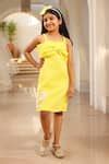 Buy Yellow Neoprene Sequins Bow Dress For Girls by Fayon Kids Online at ...