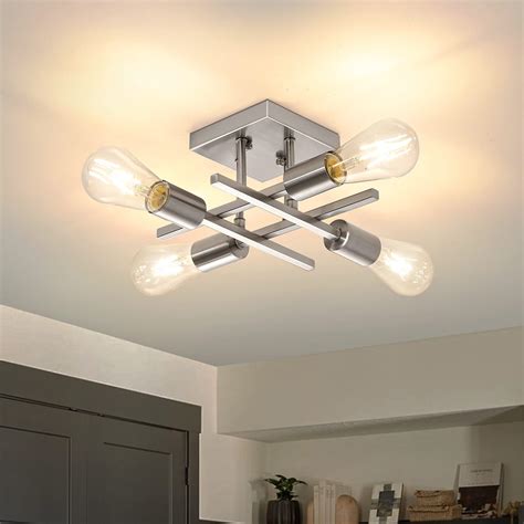 Eidonta 6-Light Semi Flush Mount Ceiling Light Fixture, Modern Brushed ...