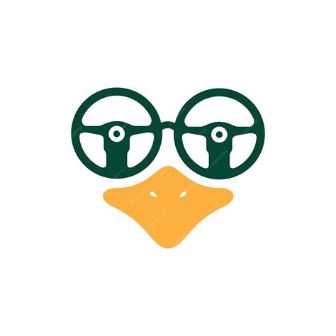 Premium Vector | Steering wheel duck face animal poultry beak logo ...