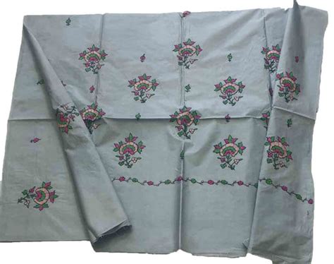 Grey Embroidered Sozni Work Kashmiri Silk Saree - Luxurionworld