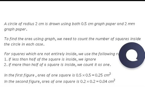 Draw a circle of radius r on a 1/2 cm graph paper , and then on a 2mm ...