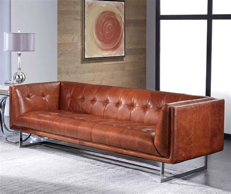 mid century modern leather sofa