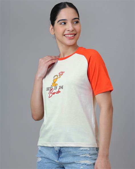 Garfield Embroidered Regular Fit Raglan Sleeves Tshirt For Women – Free ...
