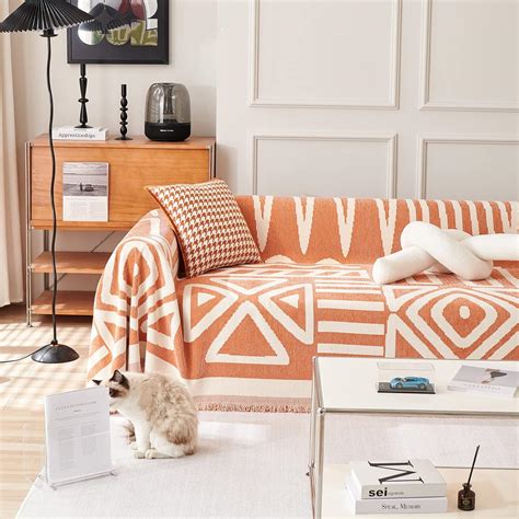 Amazon.com: STACYPIK Boho Orange Couch Cover Reversible Geometric ...