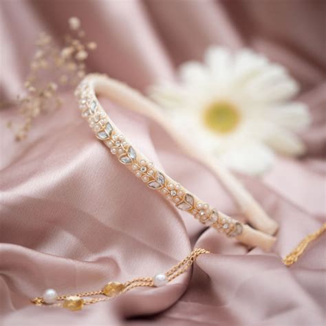 Pearls detailed hairband with Zardozi emblishment- Golden – ribboncandy.in