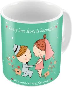 LITTLE INDIA Cute Designer Romantic Printed Coffees Pair 735 Ceramic ...